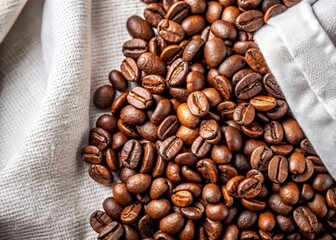 Fototapeta premium Roasted coffee beans on old wooden table