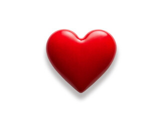 Fototapeta premium Glossy red heart isolated against transparent background. Glossy red heart perfect for Valentines Day cards, lovethemed designs, health articles, romantic posts, wedding invitations, and social media 