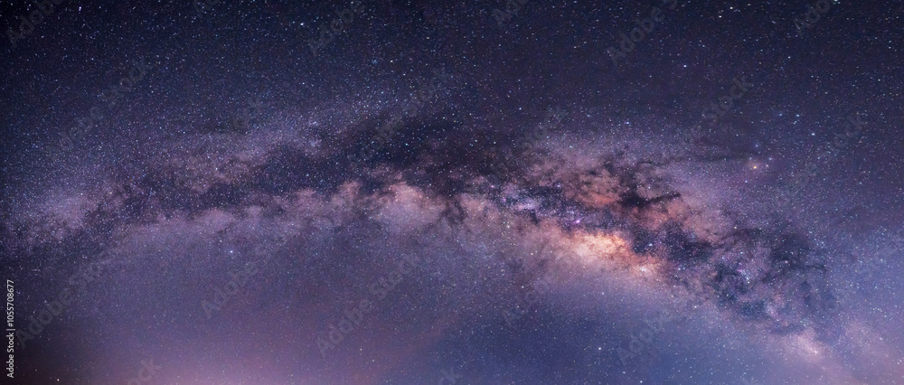 Wall mural panorama blue night sky milky way and star on dark background.universe filled with stars, nebula and
