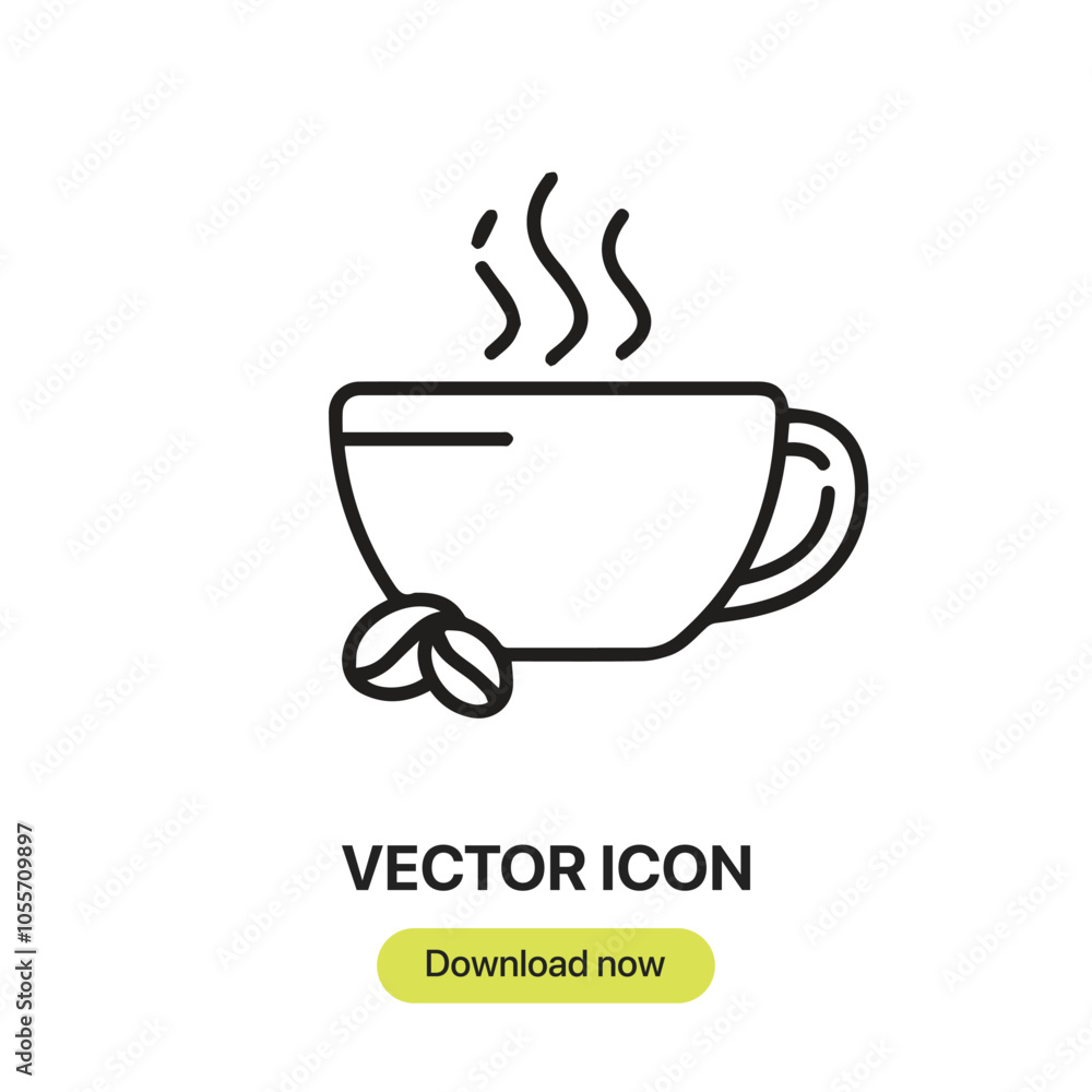 Poster Coffee cup icon vector. Linear-style sign for mobile concept and web design. Coffee cup symbol illustration. Pixel vector graphics - Vector.	