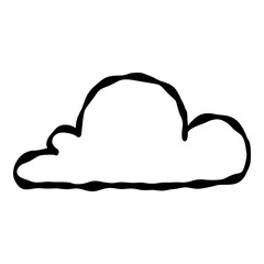 Outline hand painted cloud doodle PNG isolated shape. Hand drawn line shape. Simple stroke grunge icon. Minimalist cartoon playful shape logo