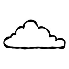 Outline hand painted cloud doodle PNG isolated shape. Hand drawn line shape. Simple stroke grunge icon. Minimalist cartoon playful shape logo