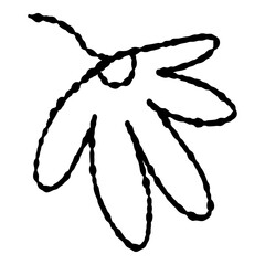 Outline hand painted flower doodle PNG isolated shape. Hand drawn line shape. Simple stroke grunge icon. Minimalist cartoon playful shape logo