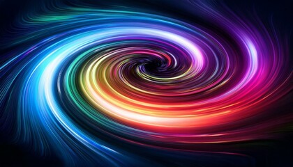 Obraz premium Abstract colorful swirling vortex on a dark background. Ai generative.