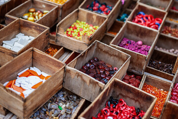 Jewelry accessories on the flea market stall