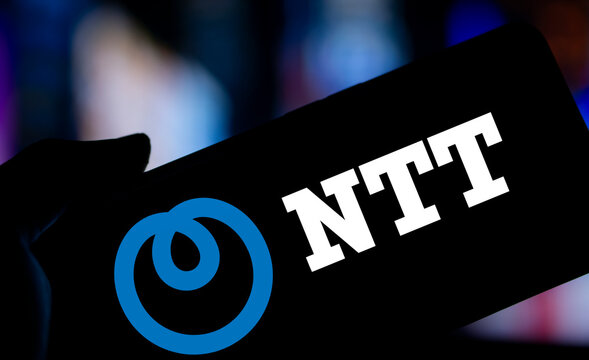 Dhaka, Bangladesh- 26 Oct 2024: NTT logo is displayed on smartphone. Nippon Telegraph and Telephone Corporation is a Japanese telecommunications company.