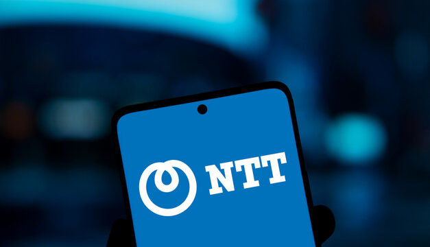 Dhaka, Bangladesh- 26 Oct 2024: NTT logo is displayed on smartphone. Nippon Telegraph and Telephone Corporation is a Japanese telecommunications company.
