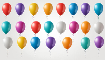 Collection set of colorful balloons isolated on r white background