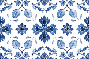 A blue and white floral patterned background with a blue