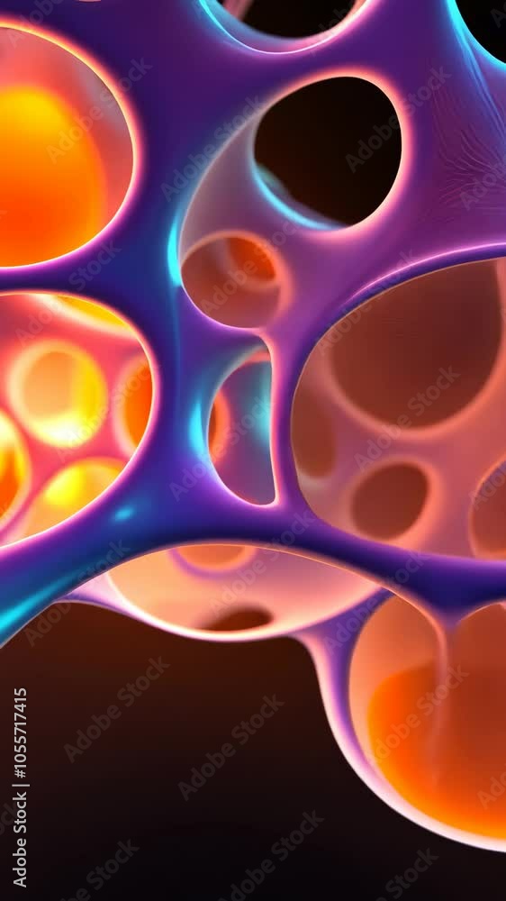 Poster transforming abstract organic structures in dynamic motion