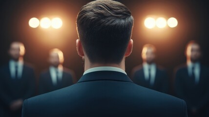 Fototapeta premium A powerful figure in the spotlight the dynamics of leadership and influence in a competitive environment