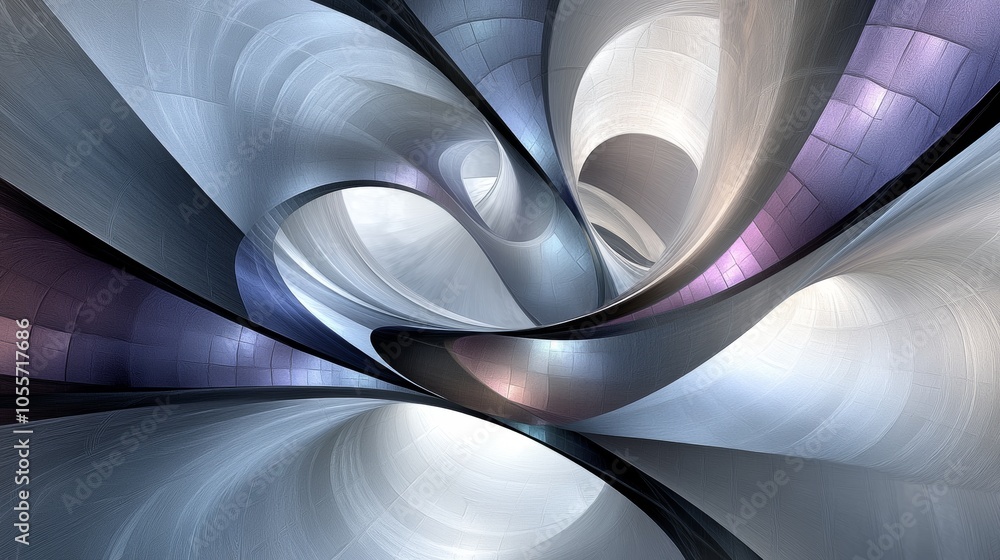 Poster abstract metallic swirls in dynamic geometric design