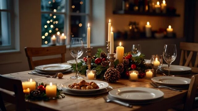 table setting for christmas dinner