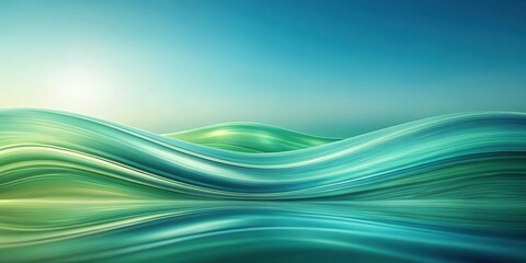 Tranquil Abstract Waves in Soft Blue and Green Background Rhythmic Pattern