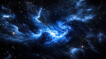 A stunning depiction of a cosmic nebula filled with swirling clouds of gas and stars.