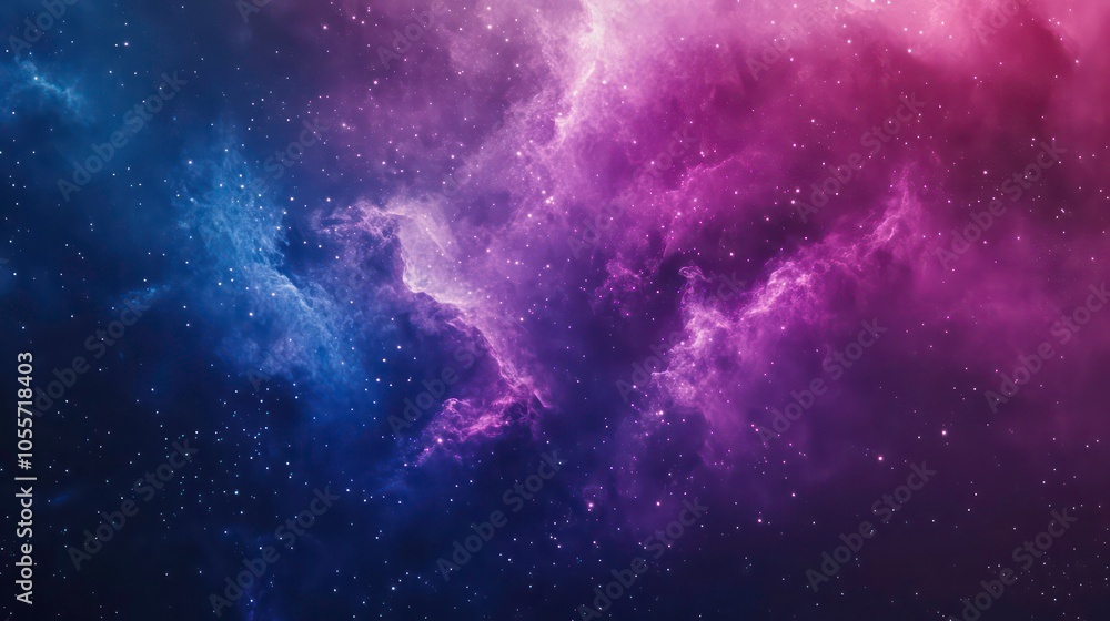 Poster a vibrant cosmic scene filled with colorful nebulae and distant stars.