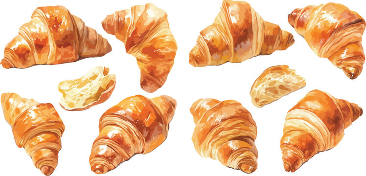 croissant watercolor clipart	