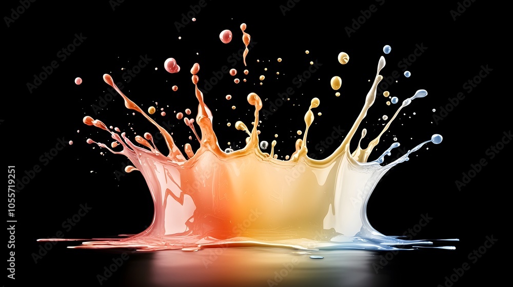 Poster vibrant paint explosion dynamic colorful splash creating artistic liquid effects in motion - perfect
