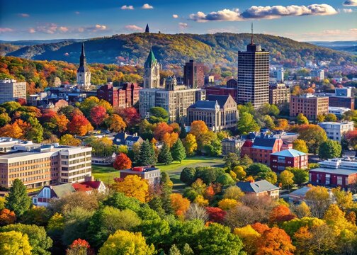 Aerial View of Scranton Pennsylvania Skyline in Late Summer and Early Fall &ndash; September 2024
