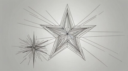 Linear drawing of stars with intricate lines and geometric shapes, creating modern and artistic representation. design evokes sense of creativity and elegance