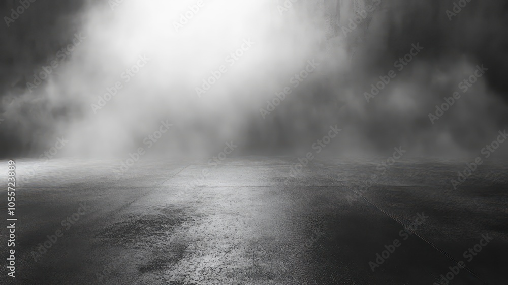 Poster a misty, atmospheric scene with soft light and a reflective surface.