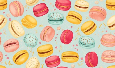 Colorful Macarons on Light Background