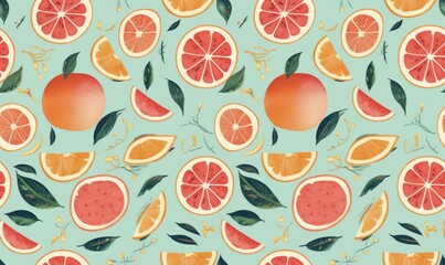 Vibrant Citrus Fruit Pattern Design for Backgrounds