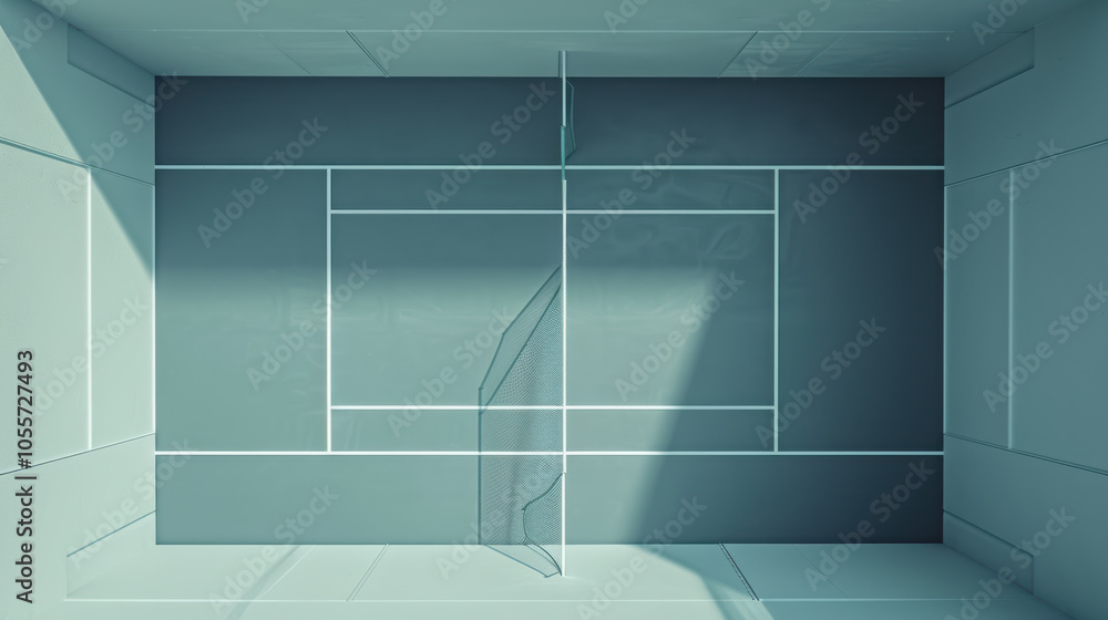Poster aerial view of penalty box with perfectly drawn lines, showcasing minimalist design and geometric pa