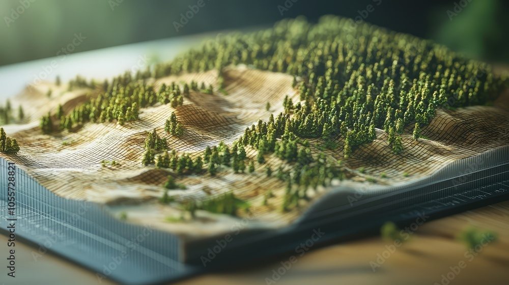 Poster engaging 3d graph of terrain representation