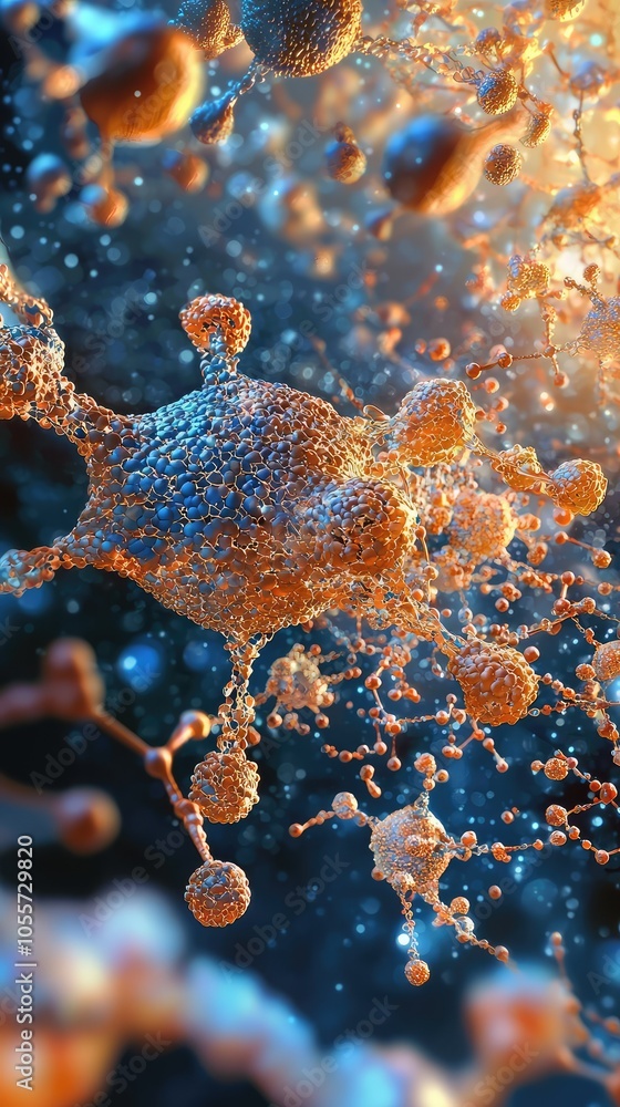 Poster 3d artistic view of cellular structures and environment
