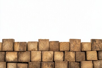Fototapeta premium Stack of Isolated Wooden Planks on White Background