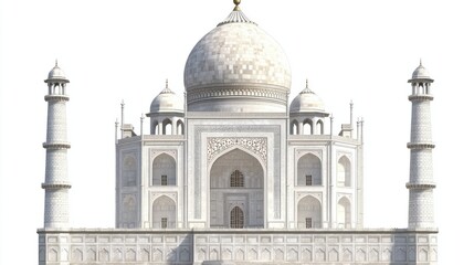 Obraz premium Bright illustration of the Taj Mahal with intricate floral details, symbolizing beauty and love, isolated on white