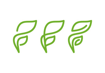 F letter leaf logo design vector template.