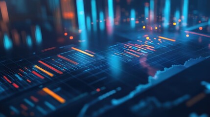 Abstract Digital Data Visualization with Neon Lights