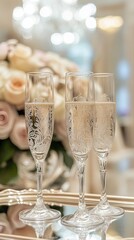 Elegant Champagne Flutes on a Table Setting
