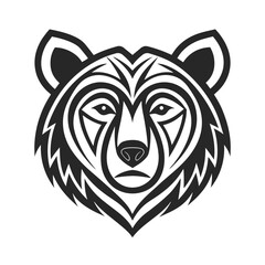 Tribal Bear Head Silhouette Vector Art illustration.