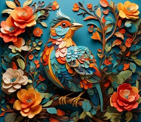 Fototapeta premium Beautiful deco birds art design background