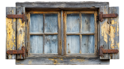 old wooden window on white background