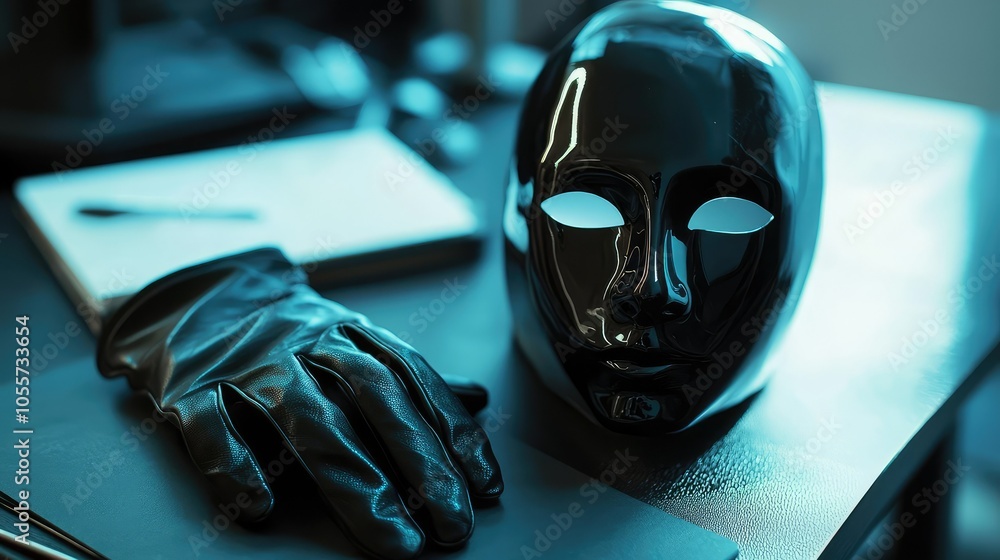 Poster artistic representation of hacker elements in focus