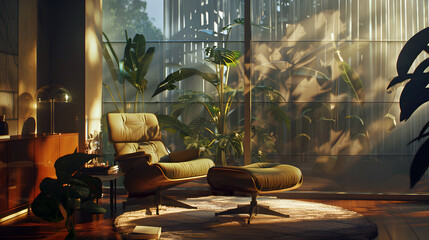 Classical style room interior on a sunny day