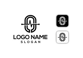 Medical podcast logo vector with heart beat.