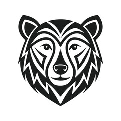 Tribal Bear Head Silhouette Vector Art illustration.