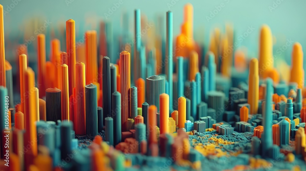 Poster colorful 3d graph representing data statistics