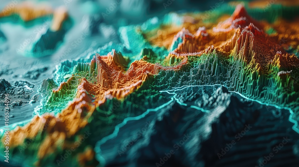 Poster artistic 3d graph representation of statistical data