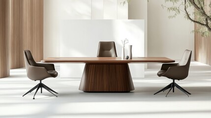 Modern Conference Room with Large Table and Chairs