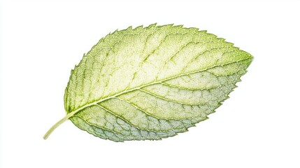 Fototapeta premium Peppermint leaf with menthol and terpene structure, highlighting fresh aroma, isolated on white