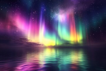 Northern Lights Reflecting on Calm Water