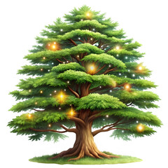 Enchanted cedar tree on transparent background