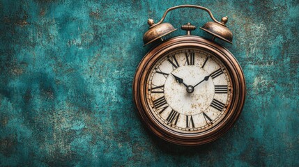 Clock with roman numerals on a blue background