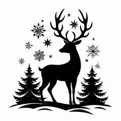 Christmas Deer Black silhouette
